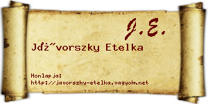 Jávorszky Etelka névjegykártya